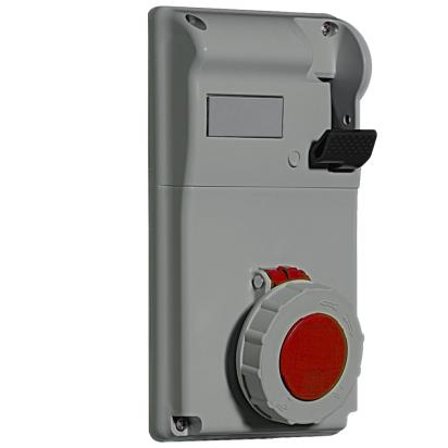 057226 Legrand Compact interlocked socket outlet 3PNT 125x220mm, IP55, IK08, In 16A, Vn380415Vac, red. Supplied without cable glands