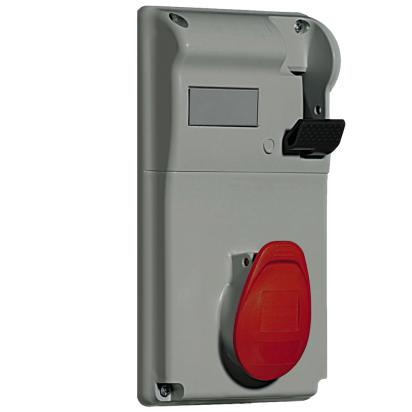 057206 Legrand Compact interlocked socket outlet 3PNT 125x220mm, IP44, IK08, In 16A, Vn380415Vac, red. Supplied without cable glands