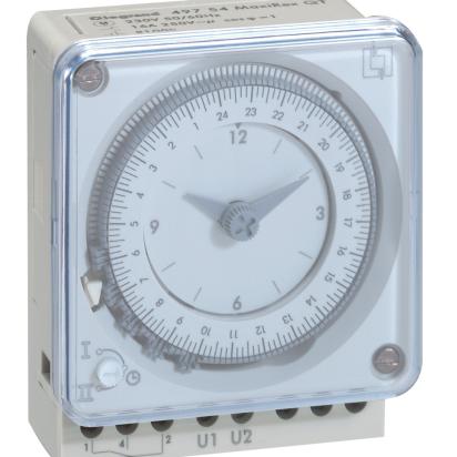 049754 Legrand MaxiRex QT, panel-wall daily time switch 1 channel single dial Vn 230Vac 5060 Hz switching step 30 minutes
