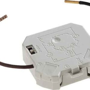 049230 Legrand Built-in timed relay. Temporizes the tripping of the load. Mounts in the recessed box behind the switch. When the switch is closed, the relay trips and when the switch is reopened, timing begins Timing adjustable by 3-position switch A 3 minutes B 6 minutes C 12 minutes