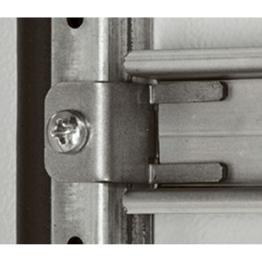 047718 Legrand Fixing bracket on door to be mounted on stiffening tube allowing DIN rails and sleepers to be fixed flush with door surface Pack 2 pieces