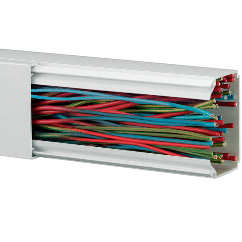 039710 Legrand 16 x 12.5mm adhesive mini cable guide channel supplied with hinged cover length 2.1m white RAL9010