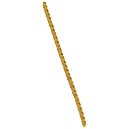 038383 Legrand Polyamide 66. Letter X. Black on yellow background. Marking for Viking 3 terminal blocks, modular terminal blocks and conductors with cross sections from 4 to 6 sq. mm.