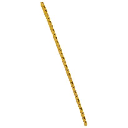 038381 Legrand Polyamide 66. Letter V. Black on yellow background. Marking for Viking 3 terminal blocks, modular terminal blocks and conductors with cross sections from 4 to 6 sq. mm.