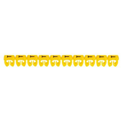 038379 Legrand Polyamide 66. Letter T. Black on yellow background. Marking for Viking 3 terminal blocks, modular terminal blocks and conductors with cross sections from 4 to 6 sq. mm.