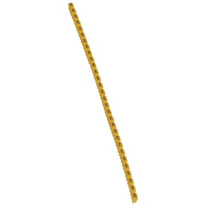 038370 Legrand Polyamide 66. Letter K. Black on yellow background. Marking for Viking 3 terminal blocks, modular terminal blocks and conductors with cross sections from 4 to 6 sq. mm.