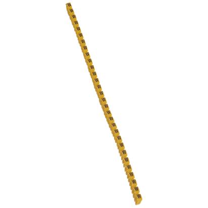 038352 Legrand Polyamide 66. Letter W. Black on yellow background. Marking for Viking 3 terminal blocks, modular terminal blocks and conductors of 1.5 to 2.5 sq. mm. section