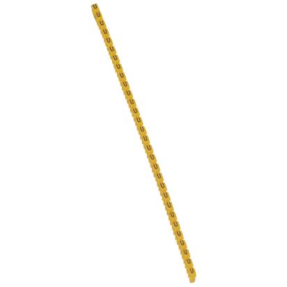 038350 Legrand Polyamide 66. Letter U. Black on yellow background. Marking for Viking 3 terminal blocks, modular terminal blocks and conductors of 1.5 to 2.5 sq. mm. cross section