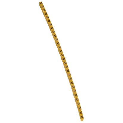 038342 Legrand Polyamide 66. Letter M. Black on yellow background. Marking for Viking 3 terminal blocks, modular terminal blocks and conductors of 1.5 to 2.5 sq. mm. cross section