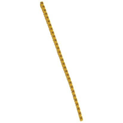 038337 Legrand Polyamide 66. Letter H. Black on yellow background. Marking for Viking 3 terminal blocks, modular terminal blocks and conductors with cross sections from 1.5 to 2.5 sq. mm.