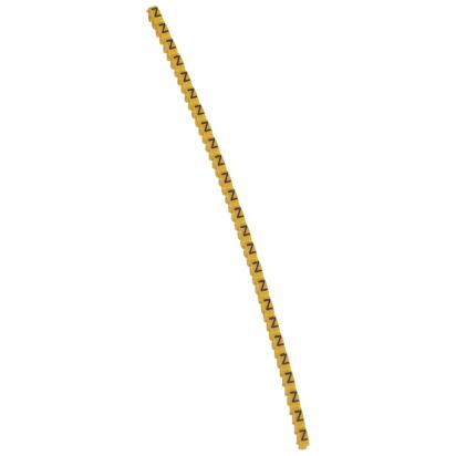 038325 Legrand Polyamide 66. Letter Z. Black on yellow background. Marking for Viking 3 terminal blocks, modular terminal blocks and conductors with cross sections from 0.5 to 1.5 sq. mm.