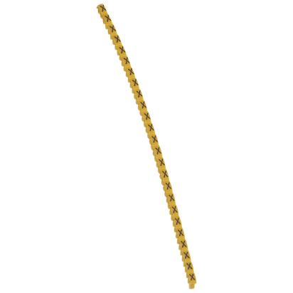 038323 Legrand Polyamide 66. Letter X. Black on yellow background. Marking for Viking 3 terminal blocks, modular terminal blocks and conductors with cross sections from 0.5 to 1.5 sq. mm.