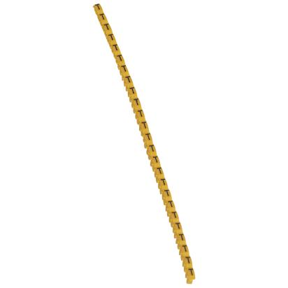 038319 Legrand Polyamide 66. Letter T. Black on yellow background. Marking for Viking 3 terminal blocks, modular terminal blocks and conductors with cross sections from 0.5 to 1.5 sq. mm.