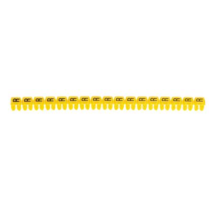 038317 Legrand Polyamide 66. Letter R. Black on yellow background. Marking for Viking 3 terminal blocks, modular terminal blocks and conductors with cross sections from 0.5 to 1.5 sq. mm.
