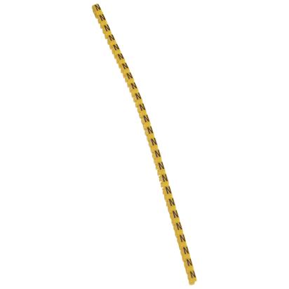 038313 Legrand Polyamide 66. Letter N. Black on yellow background. Marking for Viking 3 terminal blocks, modular terminal blocks and conductors with cross sections from 0.5 to 1.5 sq. mm.