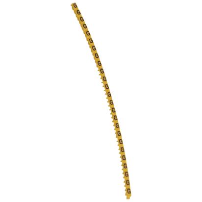 038306 Legrand Polyamide 66. Letter G. Black on yellow background. Marking for Viking 3 terminal blocks, modular terminal blocks and conductors with cross sections from 0.5 to 1.5 sq. mm.