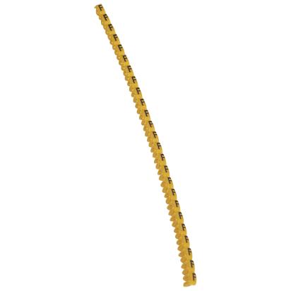 038305 Legrand Polyamide 66. Letter F. Black on yellow background. Marking for Viking 3 terminal blocks, modular terminal blocks and conductors with cross sections from 0.5 to 1.5 sq. mm.