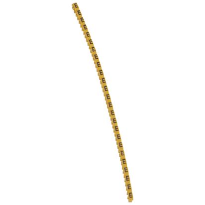 038304 Legrand Polyamide 66. Letter E. Black on yellow background. Marking for Viking 3 terminal blocks, modular terminal blocks and conductors with cross sections from 0.5 to 1.5 sq. mm.