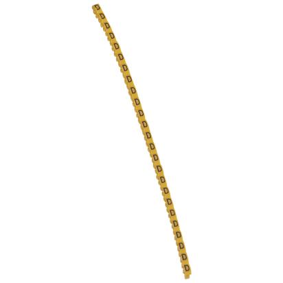 038303 Legrand Polyamide 66. Letter D. Black on yellow background. Marking for Viking 3 terminal blocks, modular terminal blocks and conductors with cross sections from 0.5 to 1.5 sq. mm.