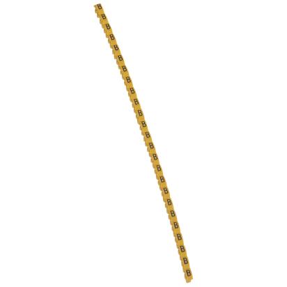 038301 Legrand Polyamide 66. Letter B. Black on yellow background. Marking for Viking 3 terminal blocks, modular terminal blocks and conductors with cross sections from 0.5 to 1.5 sq. mm.