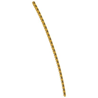 038214 Legrand Polyamide 66. Digit 4. Yellow color. Marking for Viking 3 terminal blocks, modular terminal blocks and conductors with cross sections from 0.5 to 1.5 sq. mm.