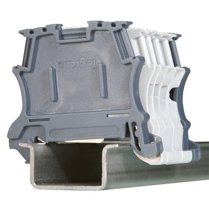 037510 Legrand Automatic 6mm pitch guide edge clamping element. Installation without screws. For EN 60715 guides height 7.5 mm and 15 mm. Accommodates the label holder article 0 395 96. Terminal function for screw terminals 1 input1 output pitch 5, 6, 8 and 10 mm