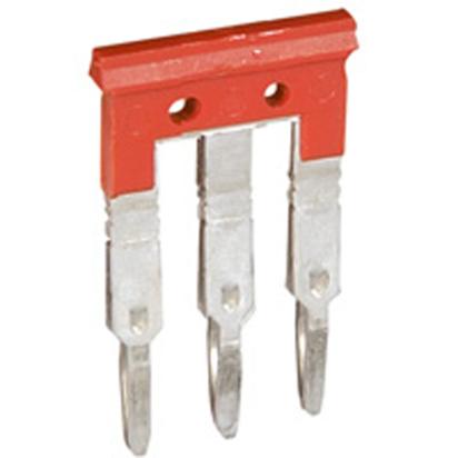 037507 Legrand Equipotential comb for 3 terminal blocks 8 mm pitch. For screw and automatic terminals except art. 0371 92. Automatic front installation. Insulated and shearable. Consecutive or alternate connection.