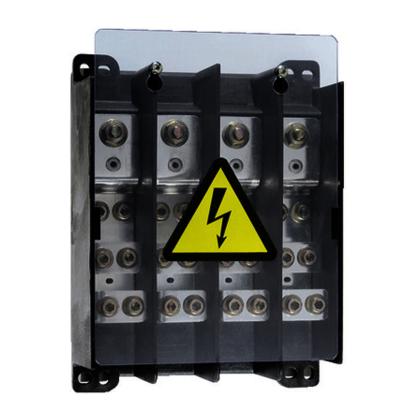 037431 Legrand Tetrapolar terminal block 160 A. 4 bars 18 x 4 mm 1 arrival 70 mm2 screw M 8 5 departures 35 mm2 screws M 6
