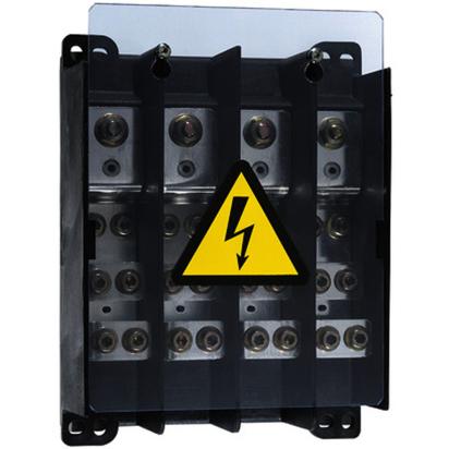 037400 Legrand Extra flat 250 A tetrapolar terminal block. Each start can receive 1 x 70 mmq 1 x 50 mmq and 1 x 35 mmq 2 x 35 mmq