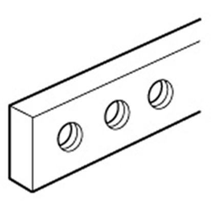 037388 Legrand Threaded copper rods section 12 x 2 mm. 1 m long. M5 diameter threaded holes. 18 mm pitch. I permissible 120 A