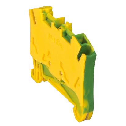 037271 Legrand Automatic clamp for protective conductors max section 4 sq mm 1 connection 2 conductors 1 input 1 output color yellowgreen. 6mm pitch. With integrated terminal