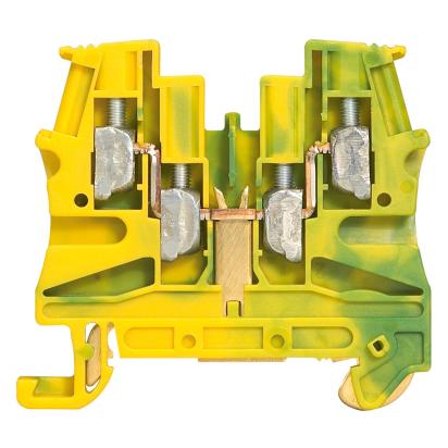 037179 Legrand Screw terminal for standard protective conductors max section 4mmq color greenish yellow 1 connection 2 inputs 2 outputs metal foot. 6mm pitch