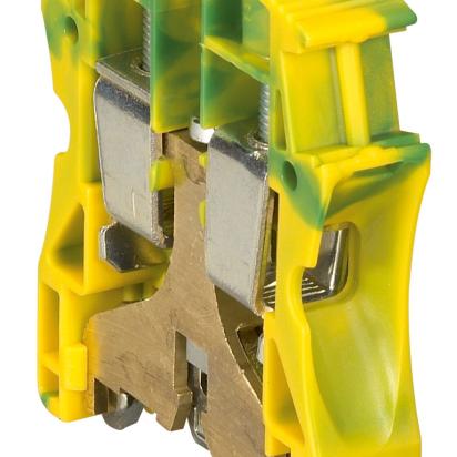 037174 Legrand Screw clamp for standard protective conductors max section 16mmq color greenish yellow 1 connection 1 input 1 output metal foot. 12mm pitch