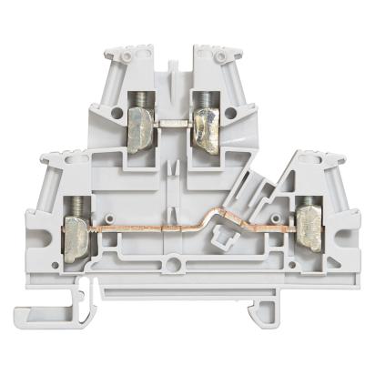 037168 Legrand Standard screw terminal for phase conductors max cross section 4mmq 2 connections 2 planes color gray. 6mm pitch
