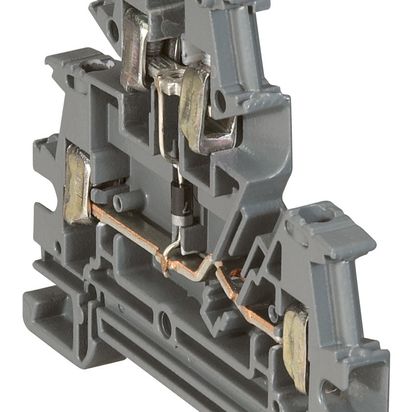 037155 Legrand Screw terminal with function - 2 connections 2 floors with diode - max section = 2.5mmq - pitch 6mm - grey colour. Installing accessories by screw