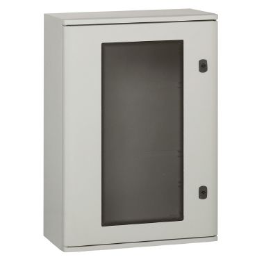 036284 Legrand Polyester frame 1220 x 810 x 300 mm with glass door. IP 66 according to IEC EN 60529 and IK 10 according to IEC EN 62262 EN 50102, Class II1. Glass-fiber reinforced polyester, self-extinguishing at 960 C according to IEC EN 60695211. Suitable for corrosive environments. Reversible door, 180 opening with captive hinges. Double-bar lock. Direct attachment of equipment to the bottom of the cabinet.