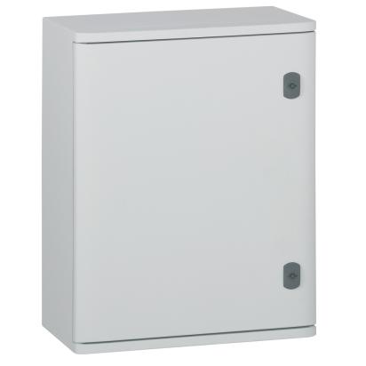 036261 Legrand Polyester frame 820 x 610 x 300 mm. IP 66 according to IEC EN 60529 and IK 10 according to IEC EN 62262 EN 50102, Class II1. Glass-fiber reinforced polyester, self-extinguishing at 960 C according to IEC EN 60695211. Suitable for corrosive environments. Reversible door, 180 opening with captive hinges. Double-bar lock. Direct attachment of equipment to the bottom of the cabinet.