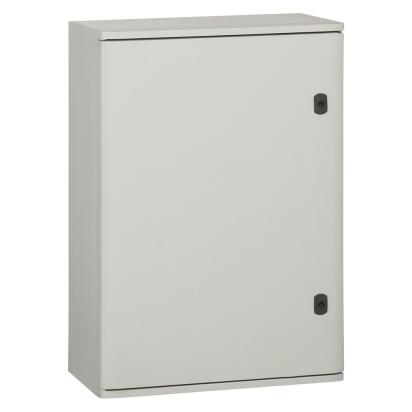 036256 Legrand 720 x 510 x 250 mm polyester frame. IP 66 according to IEC EN 60529 and IK 10 according to IEC EN 62262 EN 50102, Class II1. Glass-fiber reinforced polyester, self-extinguishing at 960 C according to IEC EN 60695211. Suitable for corrosive environments. Reversible door, 180 opening with captive hinges. Double-bar lock. Direct attachment of equipment to the bottom of the cabinet.