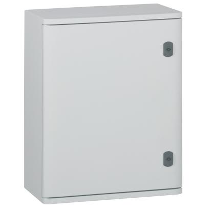 036251 Legrand Polyester frame 400 x 300 x 206 mm. IP 66 according to IEC EN 60529 and IK 10 according to IEC EN 62262 EN 50102, Class II1. Glass-fiber reinforced polyester, self-extinguishing at 960 C according to IEC EN 60695211. Suitable for corrosive environments. Reversible door, 180 opening with captive hinges. Double-bar lock. Direct attachment of equipment to the bottom of the cabinet.