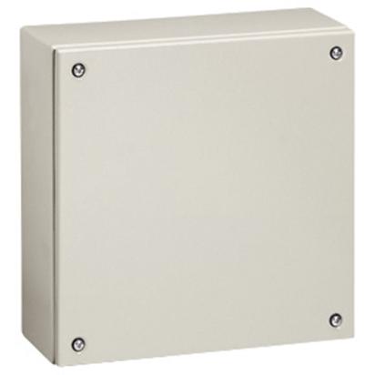 035608 Legrand Metal junction boxes 300 x 300 x 120 mm. Boxes made of 910um thick sheet steel. Cover fastening with anti-slip screws. RAL 7035 polyester paint finish. Equipped with 2 vertical pre-drilled uprights Degree of protection IP66 according to EN 60529 and IK10 according to EN 50102.