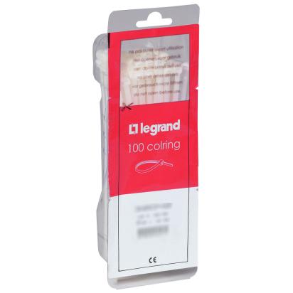 032061 Legrand Didentification collars length 95 mm. Clamping diameter from 4 to 18 mm. Width 2.4 mm. Internal toothing. Countersunk head for easy installation.