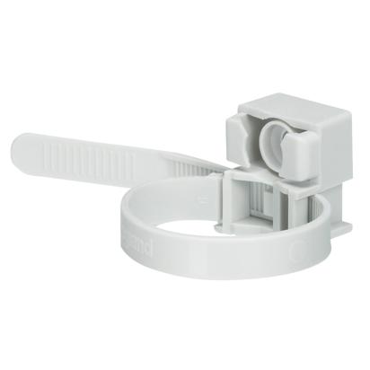 031900 Legrand Polyamide 6 gray collar attachments. For general use. Adjustable, for pipe and cable diameters 15 to 32 mm. Fastened with screws, 7 mm diameter dowels or by Spit Pulsa 1000 nailer.