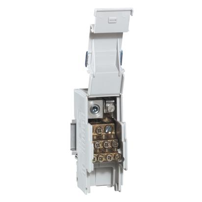 004873 Legrand Modular distributors. Clamps 1 for conductors 70 to 120 sq. mm 4 for conductors 2.5 to 10 sq. mm 6 for conductors 10 to 25 sq. mm.