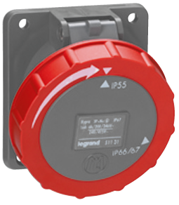 0 595 12 Legrand Hypra IP66/67-55 125A fixed socket - 380V~ to 415V~ - 3P+T