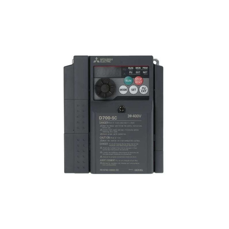 FR-D740-080SC-EC Mitsubishi Electric Inverter Drive, 3-Phase In, 0.2 - 400Hz Out 3.7 kW, 400 V ac, 8 A FR-D740, IP20