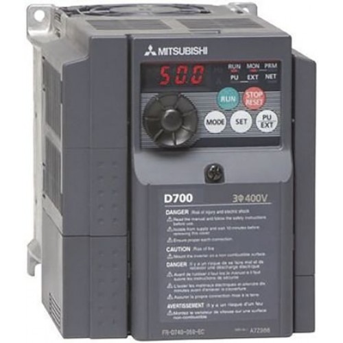 FR-D740-080-E8 Mitsubishi INVERTER DRIVE, VARIABLE FREQUENCY, 13.9 AMP, 3 PHASE, 380-480 VAC, 50/60 HZ, 3.7 KW, 5 HP, FR-D700 SERIES