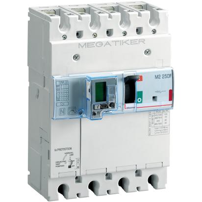 T724F250D BTicino M2 250F MEGATIKER molded case circuit breaker with integrated differential protection 3PN2 Icu 36kA In 250A