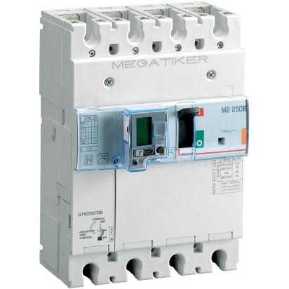 T724B250D BTicino M2 250B MEGATIKER molded case circuit breaker with integrated differential protection 3PN2 Icu 25kA In 250A