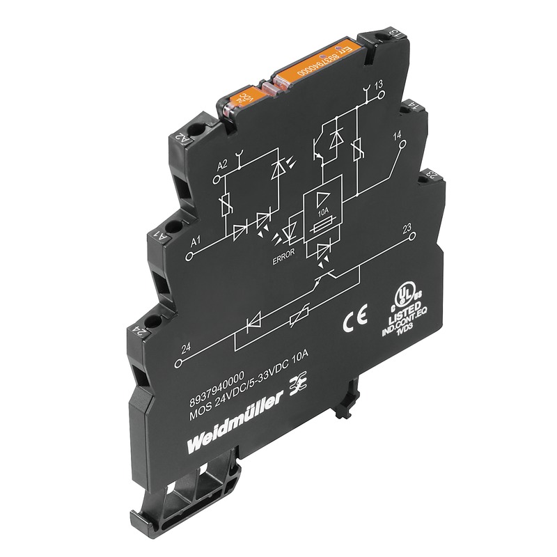 8937940000 Weidmuller - MOS 24VDC/5-33VDC 10A MICROOPTO, Solid-state relay, Rated control voltage: 24 V DC ±20 % , Rated switching voltage: 5...33 V DC, Continuous current: 10 A, Screw connection