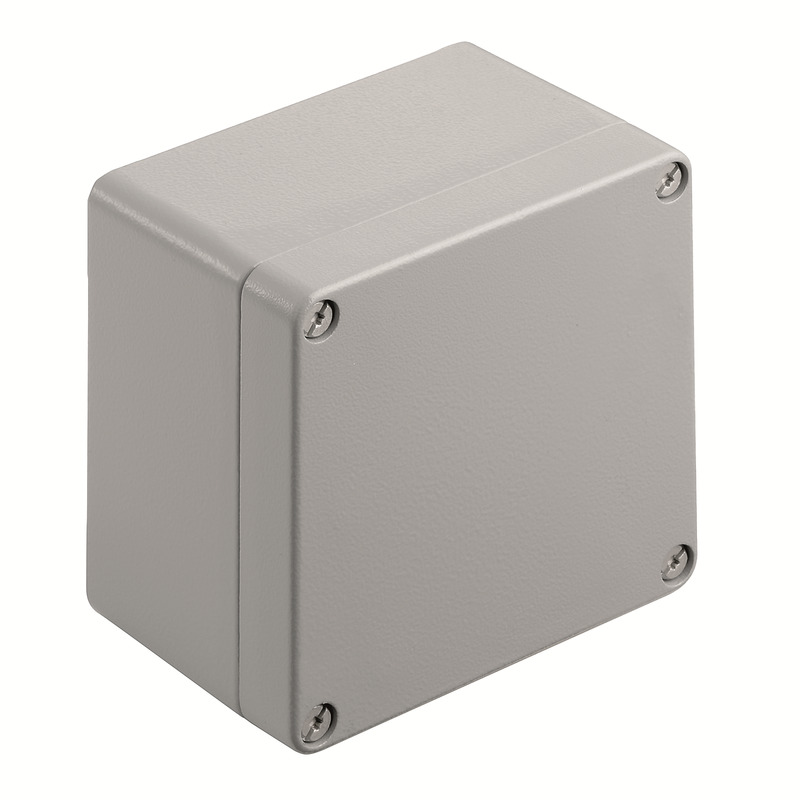 9529200000 Weidmuller - KLIPPON K41 RAL7001 Klippon K (aluminium empty enclosure), Empty enclosure, Aluminium enclosure, Height: 120 mm, Width: 122 mm, Depth: 81 mm, Material: Aluminium AlSi12, Powder-coated, textured, Silver grey